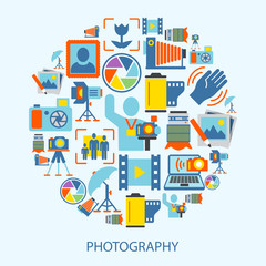 Photography icons flat