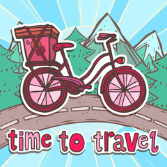 Travel poster with bicycle