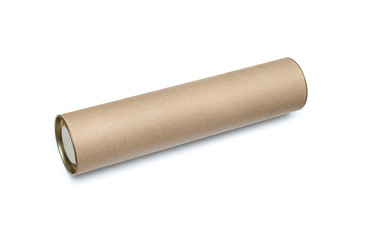 Cardboard tube isolated on white background