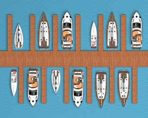group yacht parking top view
