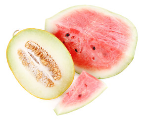 Melon and watermelon isolated on white