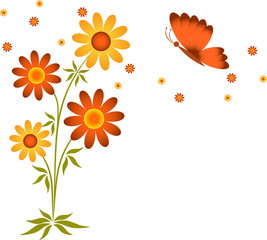 Brown and Yellow Flowers, Flower Vector