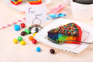 Delicious rainbow cake