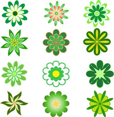 Green Flowers, Flower Vectors