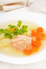 Fish soup with salmon and vegetables