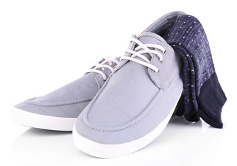 Top-siders and socks isolated on white