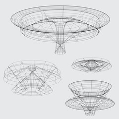Wireframe of various shapes on grey background