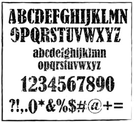 Old black retro rubber stamp style alphabet vector