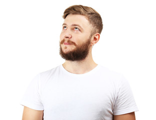 Portrait of handsome man with beard isolated on white