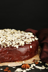 Tasty chocolate cake with almond,