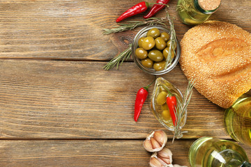 Different sorts of cooking oil, close-up
