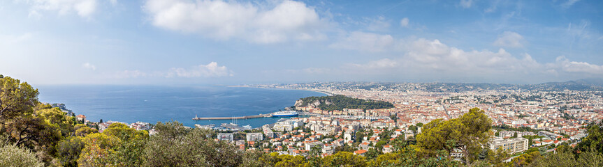 Naklejka na ściany i meble Panorama vom Hafen und der Promenade des Anglais in Nizza