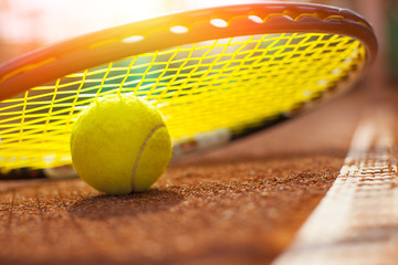 tennis ball on a tennis court