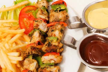 Skewers of fish.