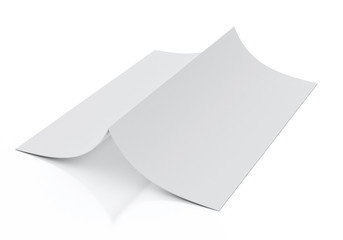 3d model of blank leaflet lying, isolated on white background