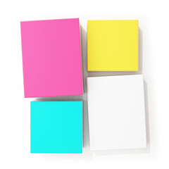 blank colorful boxes isolated on white background