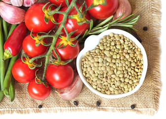 Green lentils and vegetables