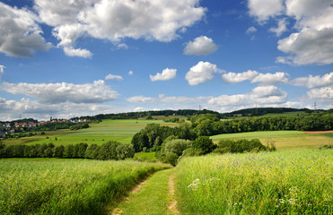 Fototapeta na wymiar Saarland – Landschaft Wanderweg Natur bei Eiweiler / Heusweiler