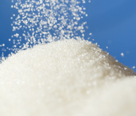 sugar on a blue background