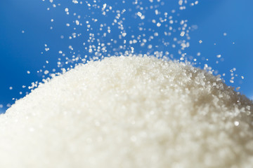 sugar on a blue background
