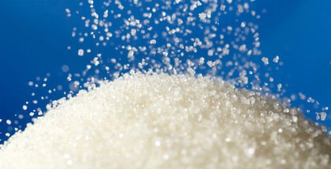 sugar on a blue background