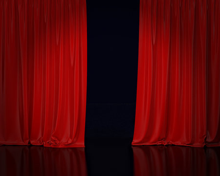 red stage curtain, background