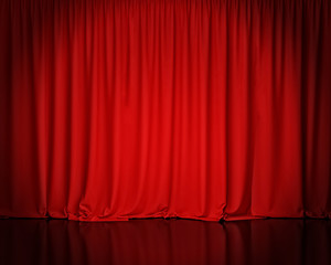 red stage curtain, background