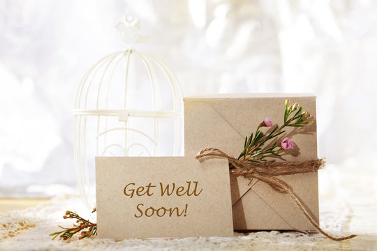 Get Well Soon hand crafted card and present box