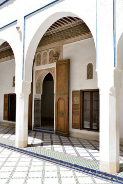Beautifully decorated with Arabic ornaments the El Bahia Palace.