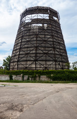 Old cooling tower of the cogeneration plant in Kyiv, Ukraine