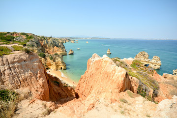 Praia do Camilo, Coast with cliffs and beach, Algarve Portugal