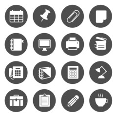Office Equipment Circle Icons Vector