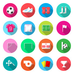 Soccer Colorful Icons Vector.