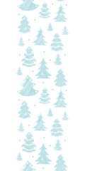 Blue decorated Christmas trees silhouettes textile vertical