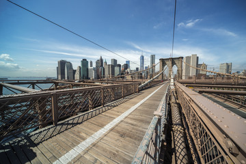 New York City Brooklyn Bridge and Manhattan buildings
