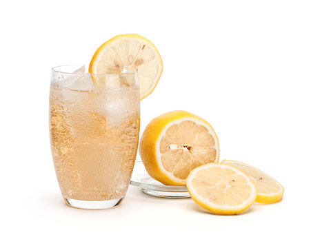 Glass of cold lemonade