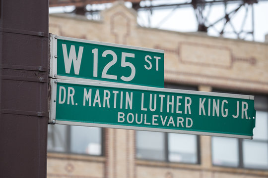 Martin Luther King Jr. Blvd Street Sign In Harlem NYC