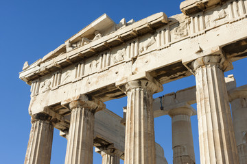 Close up of columns in Parthenon