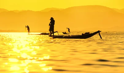 Poster Traveling to Myanmar, outdoor photography of fisherman  © Banana Republic
