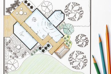 Landscape Architect design water garden  plans for backyard