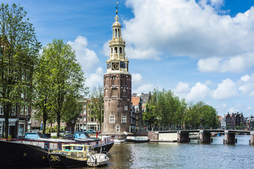 Montelbaanstoren tower in Amsterdam, Netherlands.