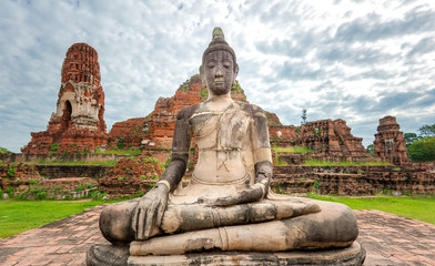 Buddha statue in Wat Mahathat temple in Ayutthaya, Thailand