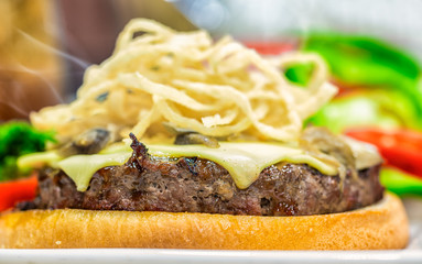 Closeup of homemade hamburger