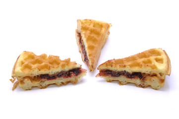 Waffle With Grape Flavor Over White Background