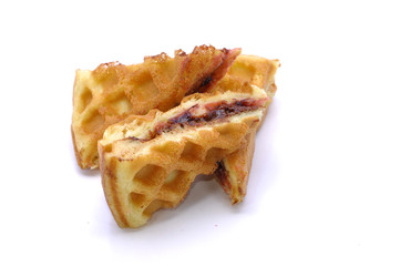Waffle With Grape Flavor Over White Background