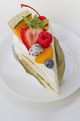 Fruit cake on White plate