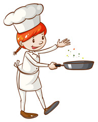 A simple sketch of a female chef