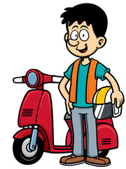 Vector Illustration of Cartoon biker man