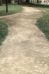 Obraz premium concrete walk way surrounded by green grasses