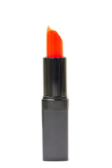 close up of a lipstick on white background